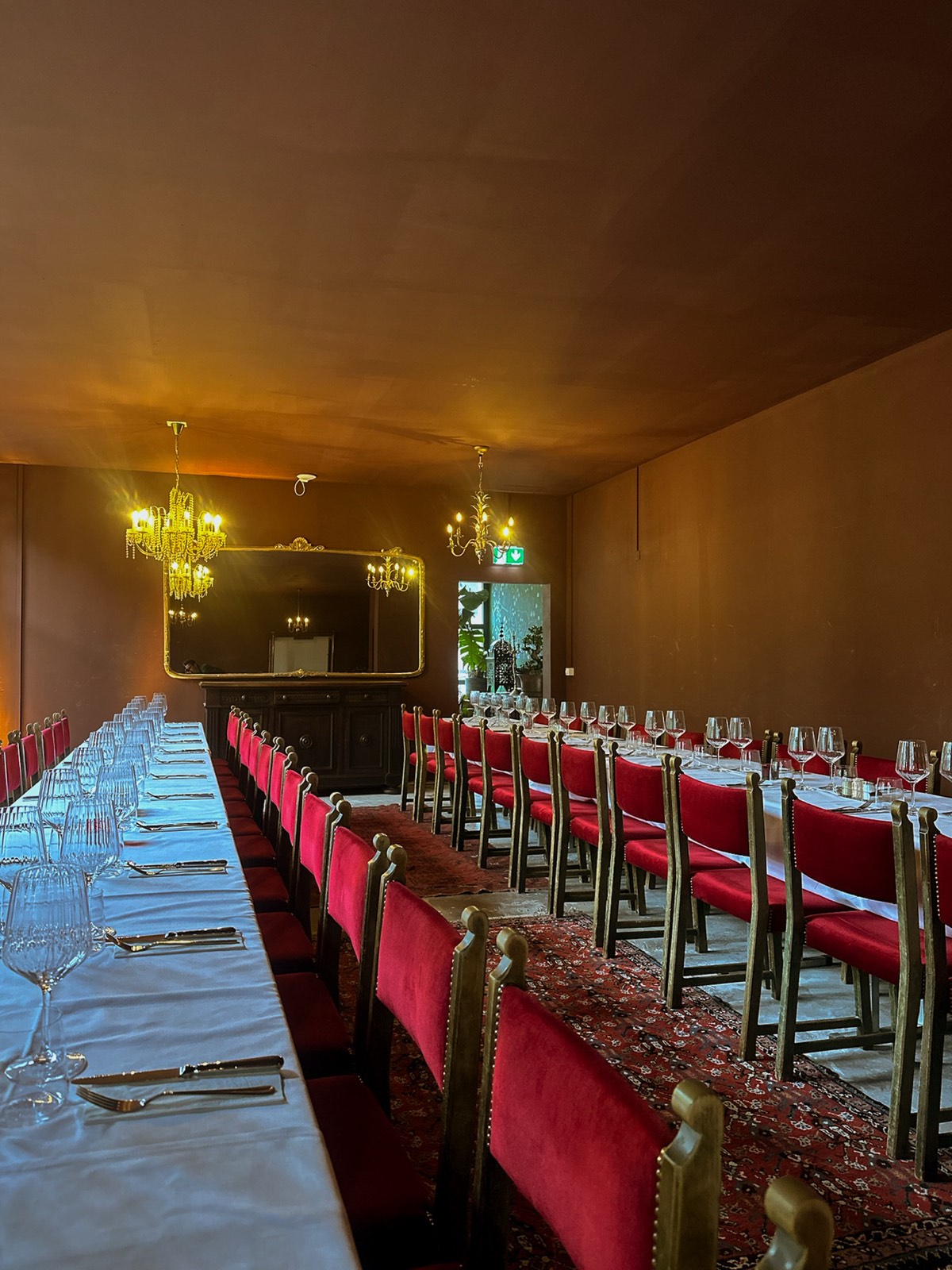 The Ballroom at Villa Beaulieu, set for a banquet dinner